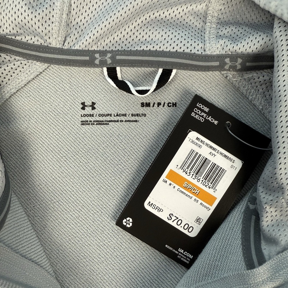 Under Armour Men's Command Short Sleeve Hoodie S Gray Lightweight  1/4 Zip NWT‎ - Picture 5 of 8